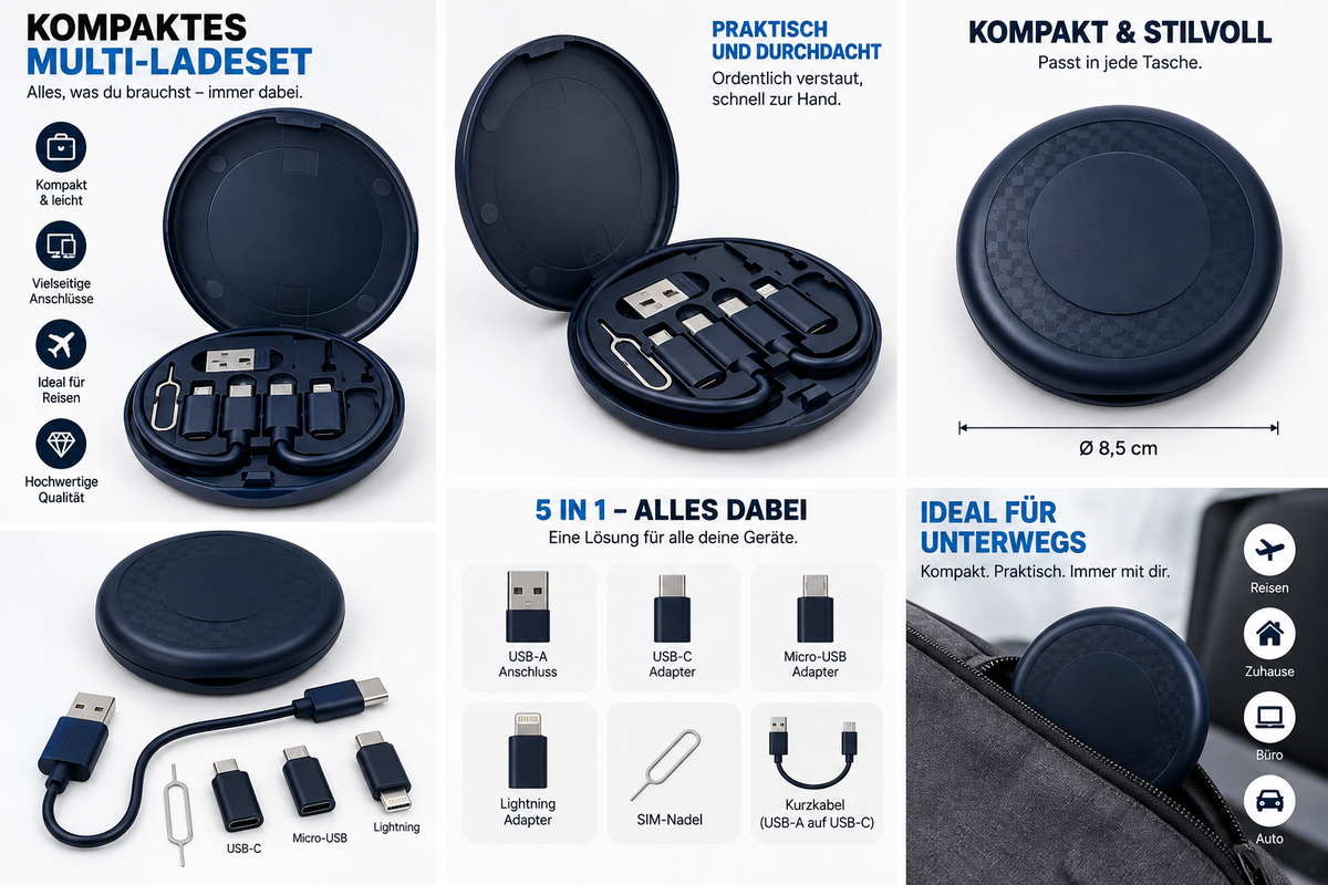 4-in-1 USB-Ladekabel – Kompakt & immer dabei